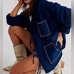 Free People Dr Collectors Studded French Terry Utility Hoodie Small